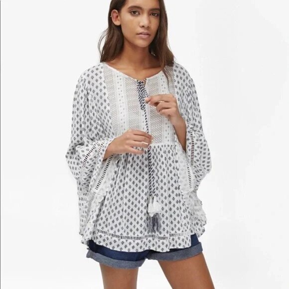 French Connection Ava Tile Gypsy Boho Top Size Large - Picture 1 of 15